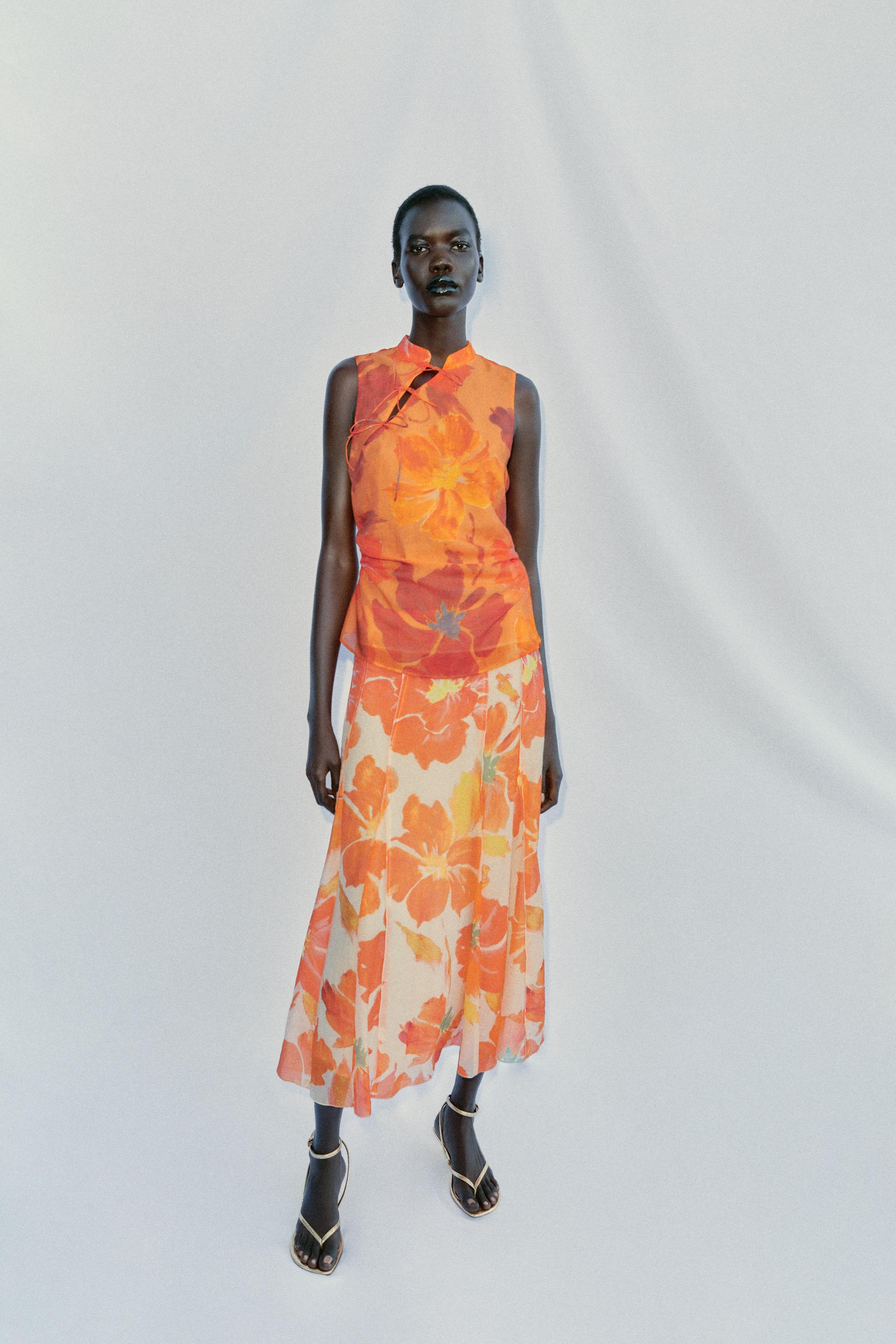 JUPE MI-LONGUE IMPRIMÉ FLORAL